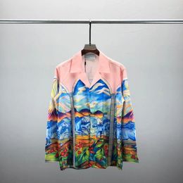 Men's Casual Shirts 2024 Summer High-quality Shirt Landscape Painting 3D Print Pattern For Men And Women Hawaiian Beach Fashion Brand