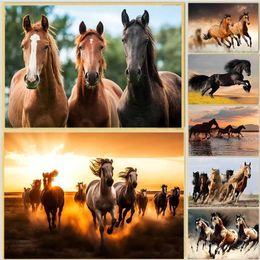 ers Beautiful horse watercolor canvas posters animal wall art pictures for modern home decoration in living rooms and living rooms J240505