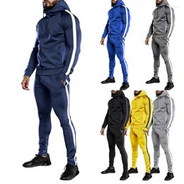 Men's Tracksuits 2024 Autumn Winter 2 Piece Set Men Long Sleeve Solid Hoodie Tops And Pant Outfist Male Sport Hooded Clothing