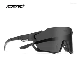 Sunglasses KDEAM Men Cycling Goggles TR90 Frame Bicycle Polarized 3D Logo Designer Bike Sport Eyewear UV400 HD