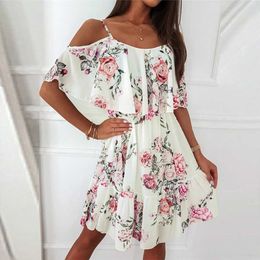 Basic Casual Dresses Chiffon Floral Dress for Women 2024 Summer Solid Vacation Pullover Beach Sundress Female Korean Fashion Slim Sexy Short Dresse T240505