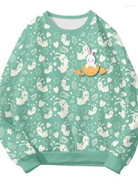 Women's Hoodies Loose And Trendy Hoodie 3D Full-color Printed Easter Egg Round Neck