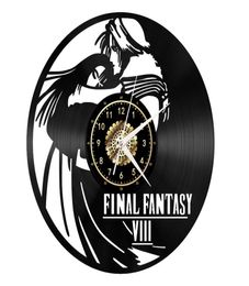 Final Fantasy Black Record Wall Clock Creativity Home Decor Handmade Art Personality Gift (Size: 12 inches, Color: Black)4455512