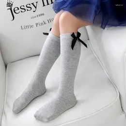 Women Socks 1 Pair Baby Leg Warmer Knee High Striped Bow Straight Tube Fashion Children Kids Girl Girls Boot 2-8 Years