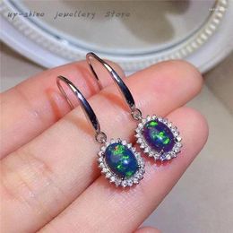 Dangle Earrings Colourful Black Opal 925 Silver Female Gorgeous Colours Anniversary Gift