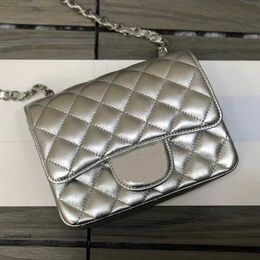 Shoulder Bags 12A Mirror Quality Designer Classic Chain Flap Bag 17cm Mini Womens Real Leather Quilted Purse Luxurys Handbags Lambskin Purse Silver Shoulder Chain B