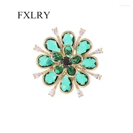 Brooches FXLRY Elegant Crystal Inlaid With Superflash Zircon Flowers Brooch For Woman Clothes Decorative Pin