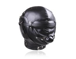 Black Quality Full Blindfold Mask Hood With Mouth Ball Gag Restraint gimp R523697347