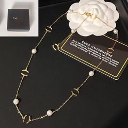 Brand Designer Pendant Pearl Necklaces Chain Brand Letter Necklace Jewellery 18K Gold Plated Stainless Steel Choker Men Womens Accessories Gifts with Box