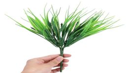 10Pcslot 7 Fork Artificial Green Plants Plastic Fresh Grass for Wedding Decoration Home Store Decoration Flowers Fake Plant5907315