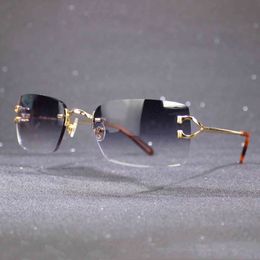 Factory Direct Price Rimless for Men and Women Sun Frame with Colourful Lenses Eyewear Trendy Gafas De Sol 324I 264K