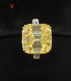OEVAS 30 Carats Topaz High Carbon Diamond Wedding Rings For Women Solid 925 Sterling Silver Sparkling Engagement Fine Jewellery 20114679502