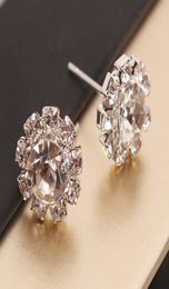 Halo Stud Earrings Round Cut Cubic Zirconia Rhodium Plated for Womens Sensitive Ears2395715