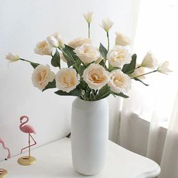 Decorative Flowers 4 Heads 1 Bunch European Artificial Flower Eustoma Fake Floral Po Props Bouquet El Garden Home Table Decor