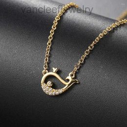 Cute Pendant Necklaces Whale Necklace For Girl Women Cartoon Korean Fashion Micro Inlaid Zircon Choker Chain On The Neck Jewelry Gift Shangpinhat