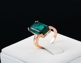 Natural Emerald Zircon Diamond For Women Engagement Wedding Rings with Green Gemstone Ring 14K Rose Gold Fine Jewellery Y2003214166005