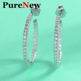 Stud Earrings Pure Full 0.7ct Moissanite Diamond Hoop For Women Original 925 Sterling Silver Women's 2024