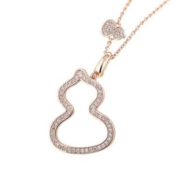 Qee Petite Wulu gourd necklace women pure silver plated 18K gold Mini gourd diamondencrusted pendant luxury collarbone chain3261860