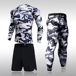 Quick Dry Camouflage Mens Running Sets Compression Sports Suits Skinny Tights Clothes Gym Rashguard Fitness Sportswear Men 240425