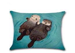 BZ299 Romantic otter Pillow Cushion Cover Pillowcase SofaCar Cushion Pillow Home Textiles supplies8875266
