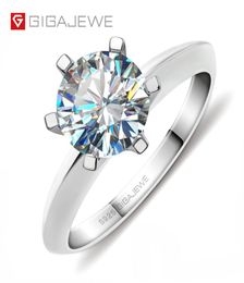 GIGAJEWE 80mm 20ct EF Round 18K White Gold Plated 925 Silver Ring Moissanite Diamond Test Passed Jewellery Gift GMSR0433191157