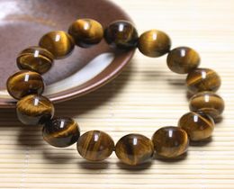 616MM Natural Tiger Eye Stone Beads Bracelets Handmade String Bead Gemstone Bangle Energy Bracelet Elastic Hand Chain Jewelry Sta6837090