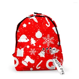 Backpack Harajuku Christmas Notebook Backpacks Boys/Girls Pupil School Bags 3D Print Keychains Oxford Waterproof Cute Small