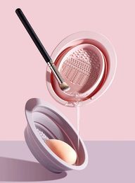 Makeup Brushes Foldable Brush Cleaning Bowl Powder Puff Liquid Sponge Drying Net