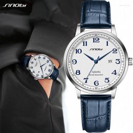 Wristwatches SINOBI Fashion Watch Top Luxury Men's Watches Original Design Man Quartz Business Leather Strap Male Casual Clock