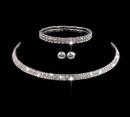 Silver Colour Circle Crystal Bridal Jewellery Sets African Beads Rhinestone Wedding Necklace Earrings Bracelet Sets For Women2212234