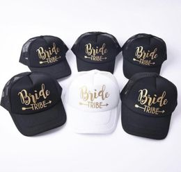 Bride Tribe Snapback Trucker Mesh Hat Gold Letters Arrow Wedding Baseball Cap12694635