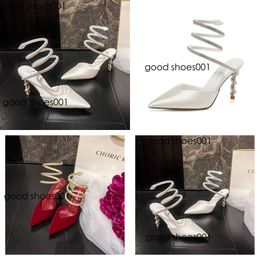 Top Quality Rene Caovilla Margot Embellished High-heel Ankle-wrap Platform Sandals Pumps14cm Suede Chunky Block Dress Designer Party Wedding Shoes Original
