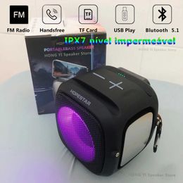 Portable Speakers HOPESTAR Party One Mini Portable Bluetooth Speaker Outdoor High Power Subwoofer Mobile Phone Stand FM Gaming Waterproof Speaker J240505