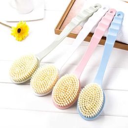 Bath Tools Accessories 1 long handled bathroom brush soft body scrub skin massager shower cleaning removing accessories Q240430