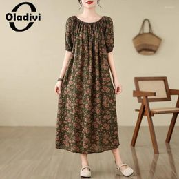 Party Dresses Fashion Floral Print Women Bohemian Beach Dress 2024 Summer Short Sleeve Long Ladies Oversized Clothing