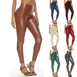 Women's Pants Women Faux Leather Leggings Hight Waist Elastic Fitness Tight Slim Skinny Trousers Outfits Streetwear Mujer Pantalones