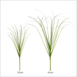 Decorative Flowers 10pcs/lot Simulation Onion Grasses Floral Auditorium Decor Artificial Green Plants Grass Small Bend Reed Plant Garden