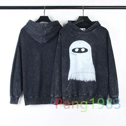 Men's Hoodies Street Retro Arnodefrance Cartoon Masked Hoodie Men Women High Quality Washed Worn Sweatshirt Loop Fabric Pullovers