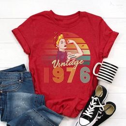 Women's T Shirts Women Cotton T-shirt 47 Birthday Gift Girl Tee Fashion Party Harajuku Female Clothing Funny Letter 1976 Short Sleeve