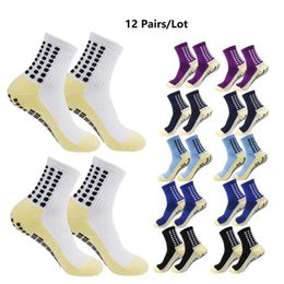 12 Pairs/Lot Mens women Soccer Socks Anti Slip Non Grip Pads for Football Basketball Sports 240428