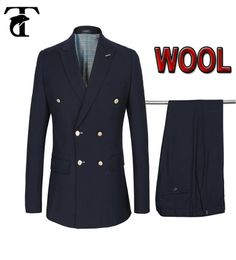 DoubleBreasted Men Suits Jacke Anzug Terno 50 Woll Gold Knöpfe Kostüm Homme Blazerspant