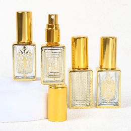 Storage Bottles Portable 10ml Square Golden Perfume Spray Bottle Refillable Small Pocket Empty Scent Pump Suitable For Travel