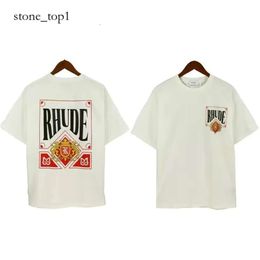 Rhude Shirt Designer for Men Card Logo Lettered Print Rhude T Shirt Couples for Men and Women Tshirt Cotton is Loose in Summer Shirt A Wide Range of Style Options 748