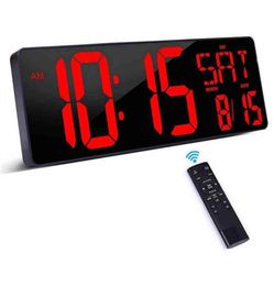 Large Digital Wall Clock with Remote Control 165 Inch LED Large Display Count for Home Office and room Eu Plug H220414283S3243785