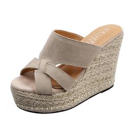 Summer Wedges Heel Womenssandals Platform Footwear 11cm High Holiday Sandals 240425
