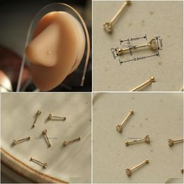 Nose Rings Studs Goldtutu Piercing Body Jewellery 14K Real Gold Custom Au585 230303 Drop Delivery Dh3Dj