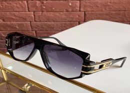 Fashion 163 Sunglasses Legends Shinny Black Gold Grey Gradient Lens 59mm Cool Hip Hop Glasses Sunglasses with Box1032491