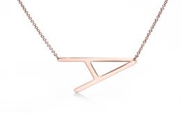 Stainless steel initials pendant necklace AMfashion rose gold color 26 letters customized jewelry6092215