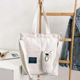Shopping Bags White Back And Yellow Sholuder BagPatchwork Canvas Cloth Crossbody Bag Zipper Eco Reusable Street Tote