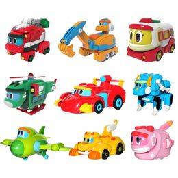 est ABS Min Deformation Gogo Dino Explorers REX Transformation Car Aeroplane Motorboat Crane Gogo Dinosaur Explorers toys 240420